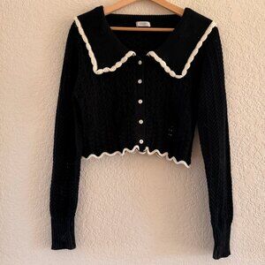 Crocheted cropped sailor sweater/ cardigan